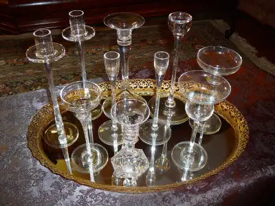 porte-chandelles, collection, en cristal, laiton, porcelaine etc, View more