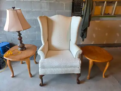 Arm chair and end tables, View more