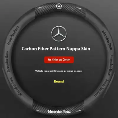 New in package! Carbon Fiber leather steering wheel cover for Mercedes Benz r-class c43, cla, gla, g...