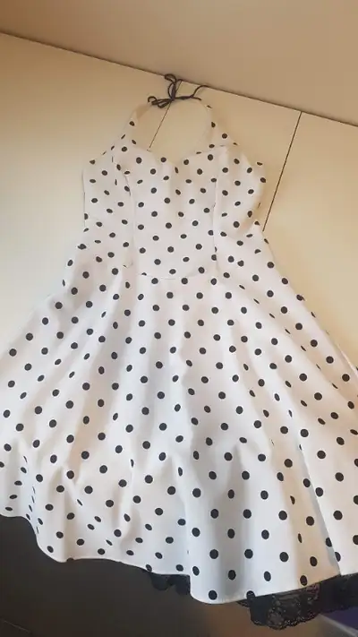 White polka dot party dress, View more