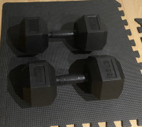 2 x 55lb dumbbells with rubber handle, NON TOXIC, VIRGIN RUBBER