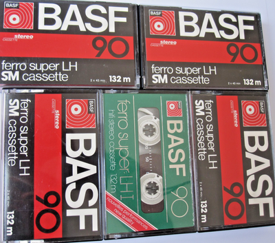 5 BASF audio CASSETTE TAPES(1x C-120, 4x FERRO SUPER LH-SM C-90), View more