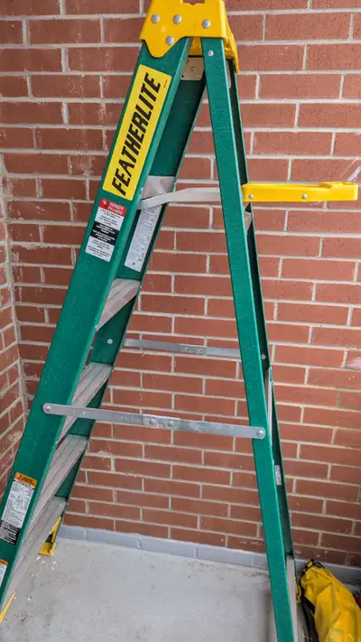 Various tools great to have if you work alone . $100 Fibre Glass feather light 8ft ladder, $30 maste...