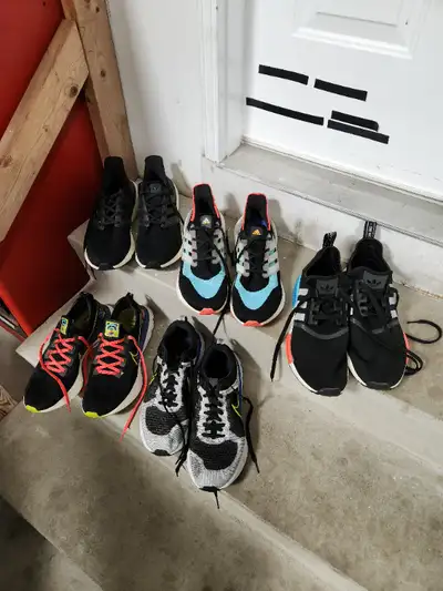 All 5 Pairs of Men's Size 12 Adidas and Nike Shoes - USED, View more