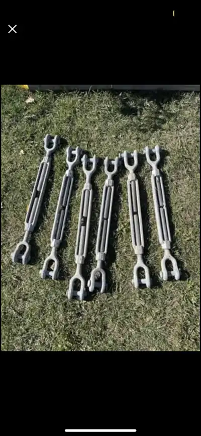 6 basically new clevis turnbuckles. No wear or rust. 22” long retracted, approx. 34” extended. $50ea...
