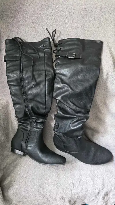 Over-knee faux smooth leather women's boots 7.5 - mint, View more