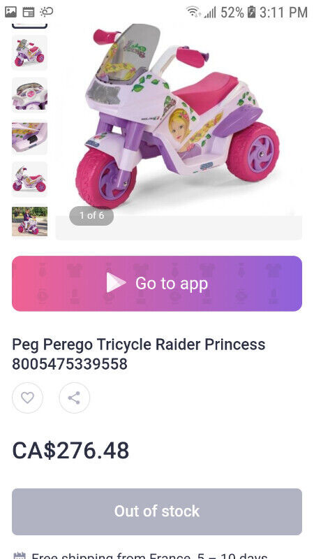 Peg Perego Princess Raider tricycle for sale in Toys & Games in City of Toronto - Image 4