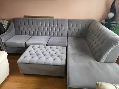 Grey Sectional Sofa with Ottoman, View more