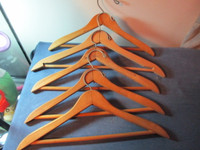 LOT OF 5 VINTAGE WOODEN SUIT HANGERS-1960/70S-COLLECTIBLE!