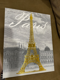 Beau tableau Paris avec Tour Eiffel en doré 