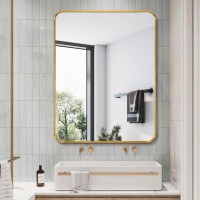 BRAND NEW TheiaMo 36x28 Inches Brushed Gold Metal Frame Mirror