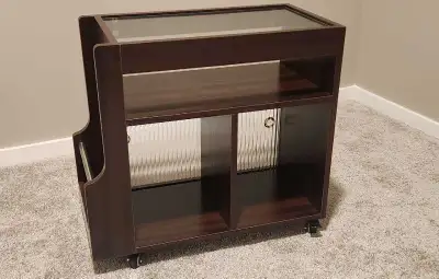 Wood & Glass Bar Cart on Wheels, View more