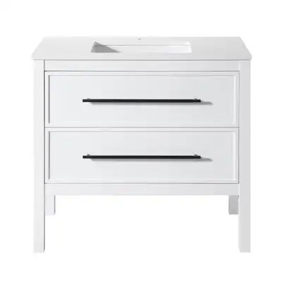 36” White Bathroom Vanity Marble Top 3 Drawer - NEW BOXED, View more