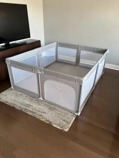 LIVINGbasics Baby Playpen, 73''x61'' Extra Large Playard Play Activity Center with Door Breathable M...