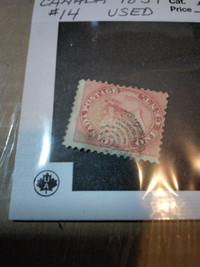 1859 Canada One Cent Postage Stamp Scott #14