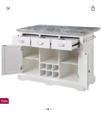 Kitchen island with real marble top 
