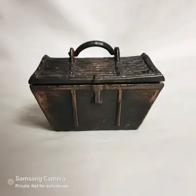 Miniature bronze treasure chest, pencil sharpener, View more