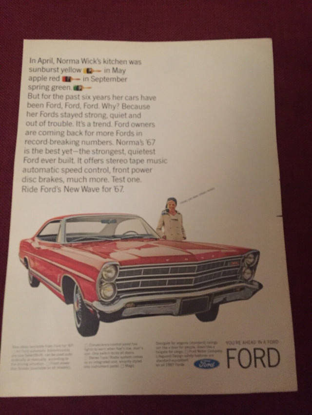 1967 Ford XL Original Ad in Arts & Collectibles in North Bay