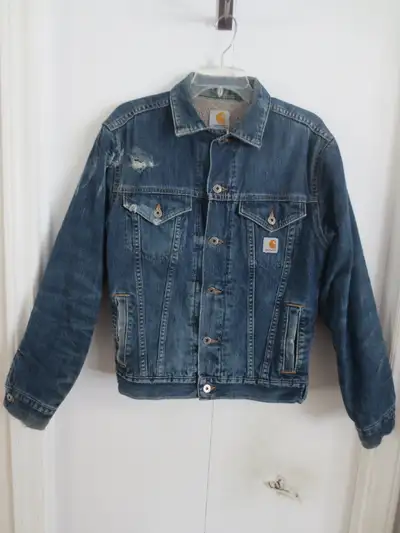 Carhartt Denim Jean Jacket Sherpa Lined J292 ABL Size Small, View more