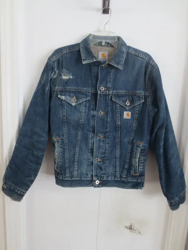 Carhartt Denim Jean Jacket Sherpa Lined J292 ABL Size Small in Men's in Timmins - Image 2
