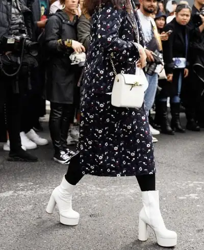 Stylish white platform boots size 8 NEW, View more