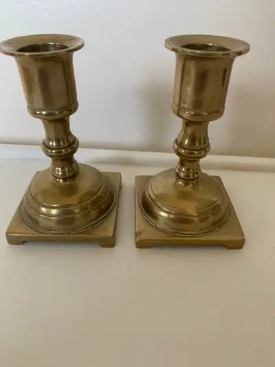 Brass Candlesticks 4” tall $10/pair Text 561-7878 or kijiji message