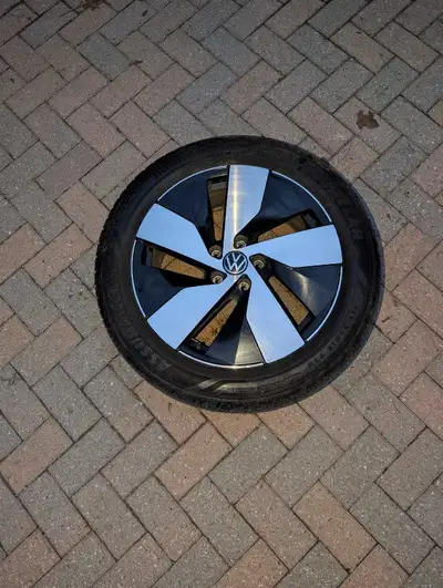 4 rims and tires from a 2023 VW Taos. Good condition. Minor scratches on some rims as seen in pics....