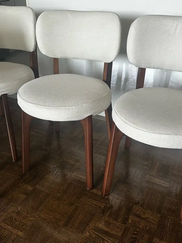 walnut and beige dining chairs in Chairs & Recliners in City of Toronto - Image 3