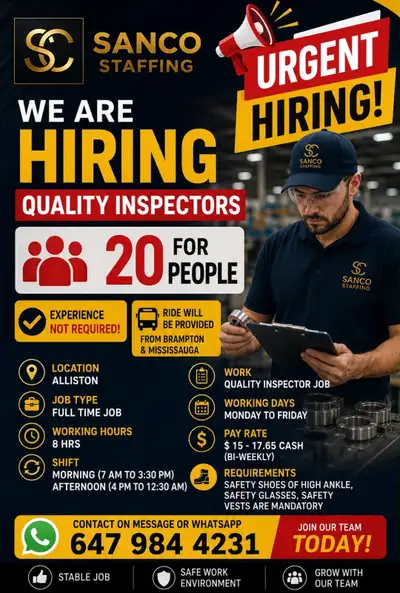 Urgent Hiring - Cash job no experience required Brampton people, View more