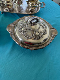 Antique hand chased silver plated casserole 