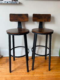 Industrial Rustic Bar stools (pair)