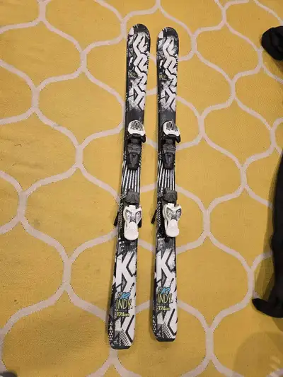 Youth Skis for sale K2 Indy with Marker 7.0 bindings 124cm, perfect for an 8-11 year old. In excelle...