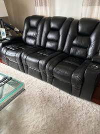 Valencia black real leather full powered recliner seats headrest