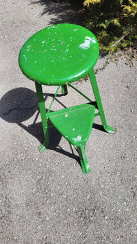 Chair/step stool, heavy wood, vintage