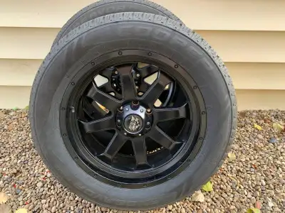 4 each 275/55R20 Cooper Endeavor Plus Tires c/w with Black Trail Boss Rims. Tread at 9/32 from 10.5/...