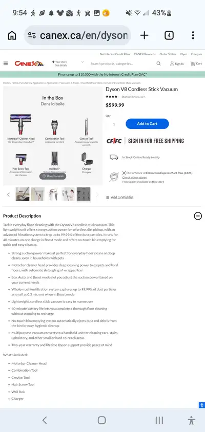 Dyson V8 Cordless Stick Vacuum, View more
