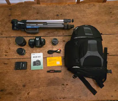 Canon 60D plus multiple accessories and lenses., View more