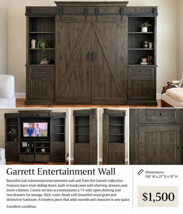 Garrett Entertainment Wall Unit – Excellent Condition