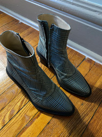 Plaid designer boots 