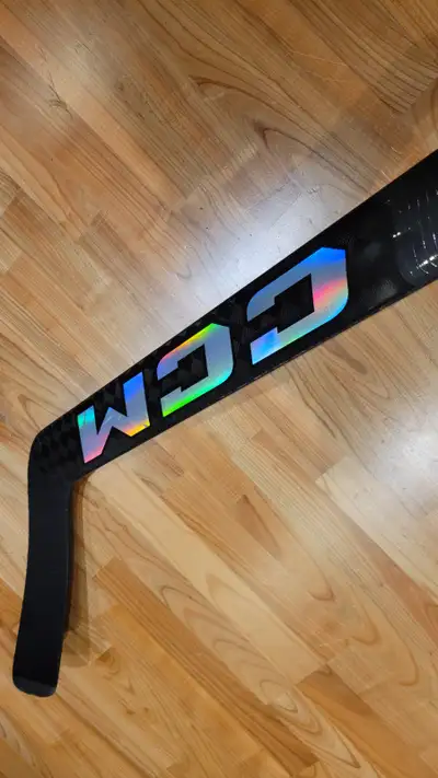 27" left/regular hand p4 curve ccm pro goalie stick. Used 3 times - I don't like the curve. Cost $45...