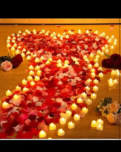 Brand new in box Coume 6000 Pcs Artificial Rose Petal with 120 Pcs Romantic Heart LED Candle Flamele...