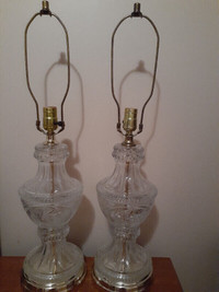 Set of vintage pinwheel crystal lamps