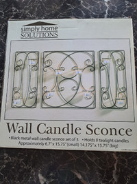 Black Metal Wall Candle Sconce - Set of 3