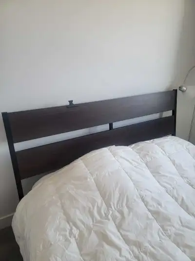 Queen size bed frame with mattress in very good condition, View more
