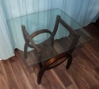 Vintage Glass top coffee table, View more