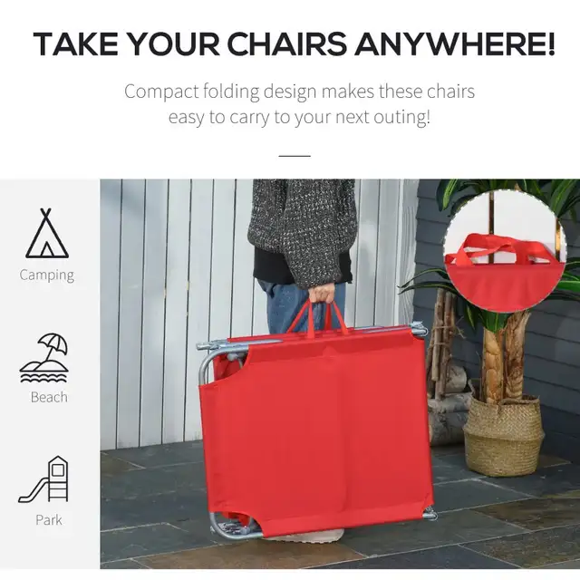 Red folding Lounge Chair, Portable Reclining Beach Lounger in Patio & Garden Furniture in Markham / York Region - Image 4
