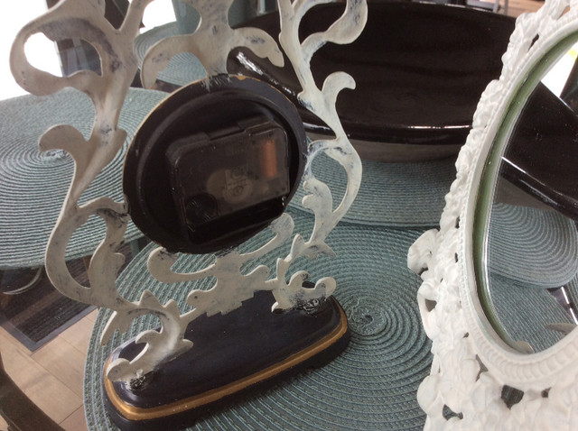 Set of Two White Iron Victorian Inspired Clock & Mirror in Home Décor & Accents in Cape Breton - Image 4