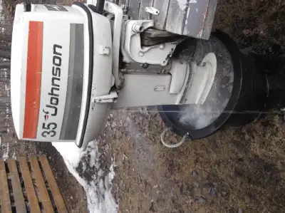 johnson 35 hp. outboard motor, tiller, electric start w/ recoil start as well, runs great, new gear...