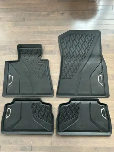 Original winter/rubber floor mats for G05/G06 BMW X5 and X6. Might fit older models of X5 and X6. Ma...