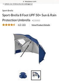 Sport-Brella parasol 8’ UPF 50+ Sun & Rain Protection Umbrella